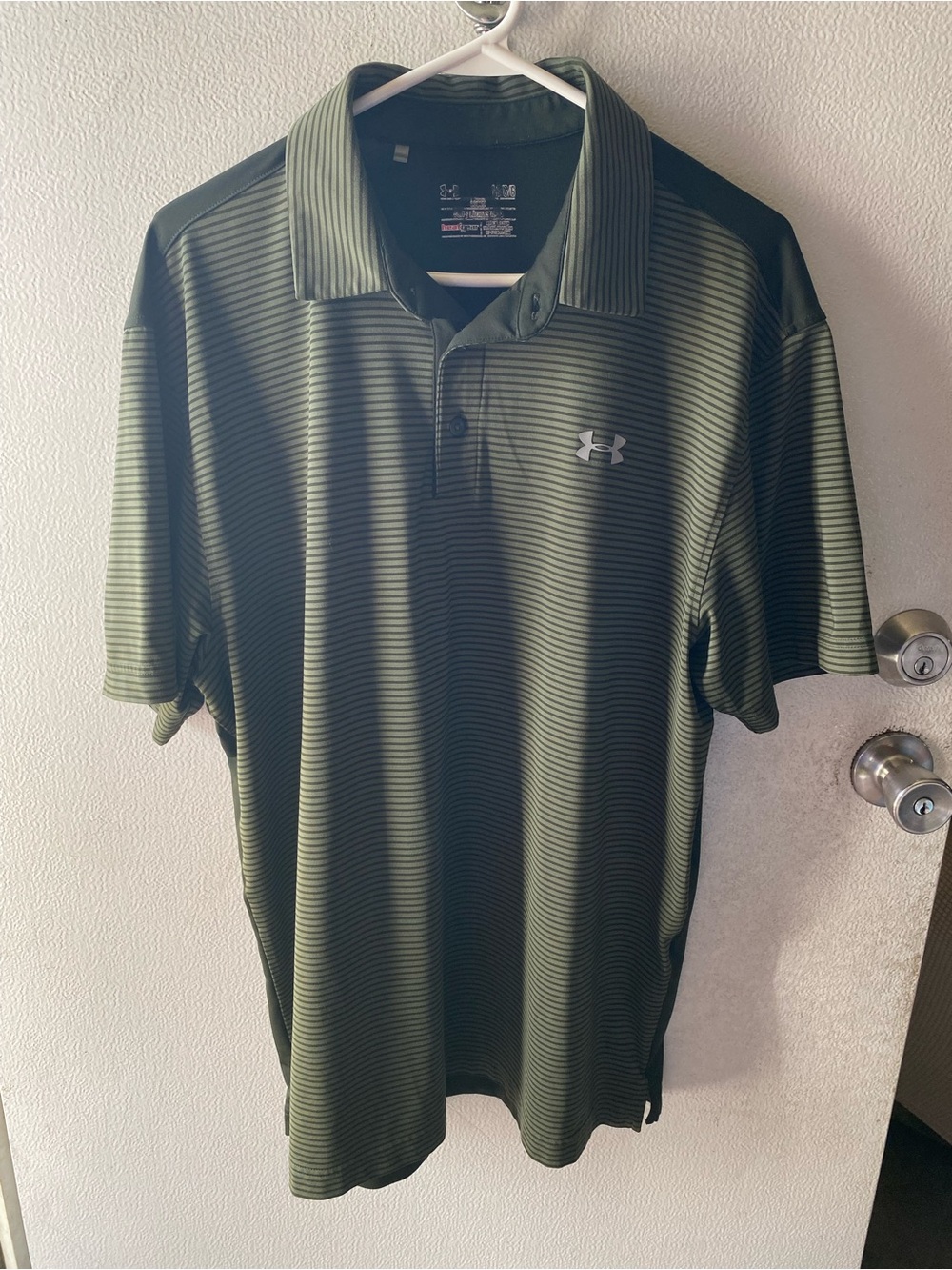 Under Armour Dark Green Striped Performance Polo